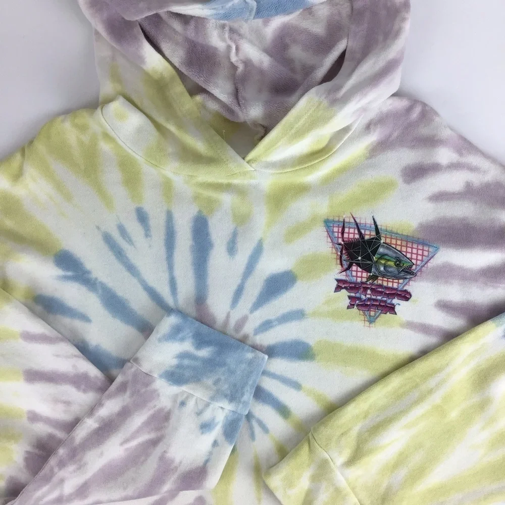 NWT Psycho Tuna Tie Dye Crop Neon Geo Hoodie | Medium